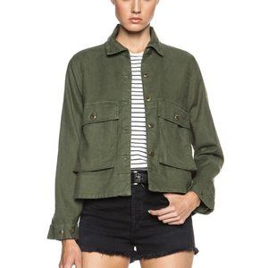 THE GREAT Womens Swingy Army Jacket Beat Up Army Utility Jacket Green Size 1/S